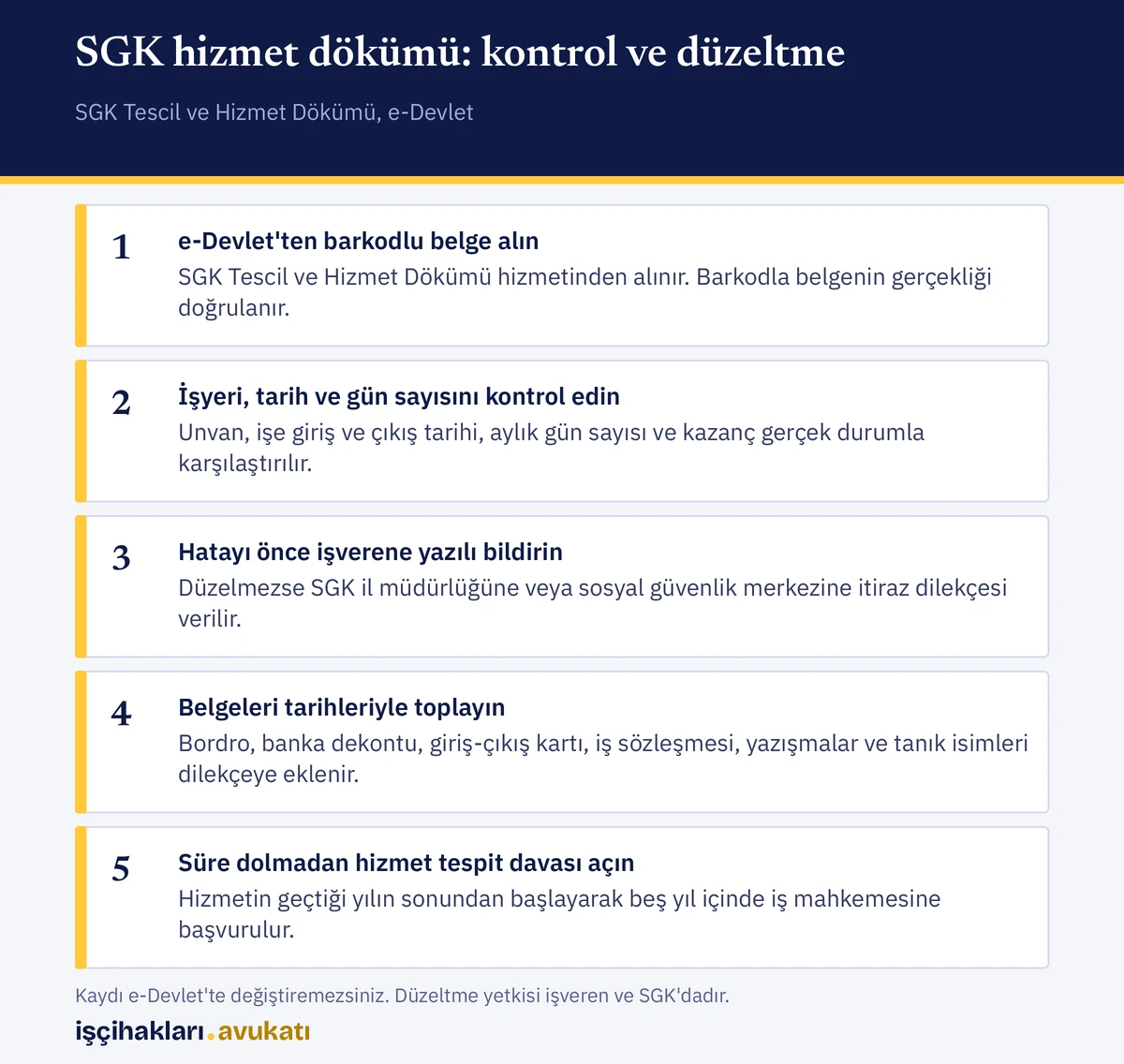 SGK hizmet dökümü: e-Devlet'ten alma, eksik gün kontrolü ve hizmet tespit davası adımları